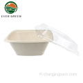 Boîte à salade carrée de bagasse à compostable écologique jetable